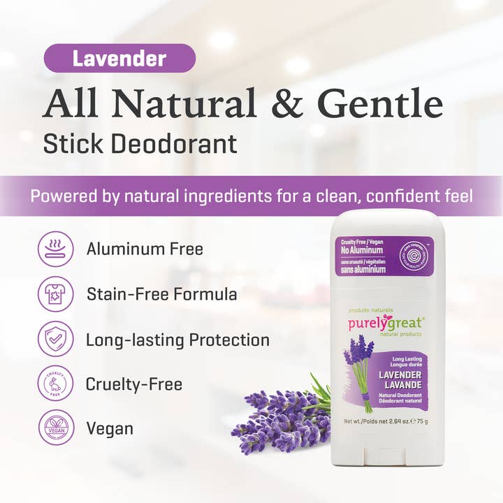 Purelygreat Natural Deodorants - Wholesale Deodorant - Unisex - Purelygreat Stick Deodorant - Lavender5