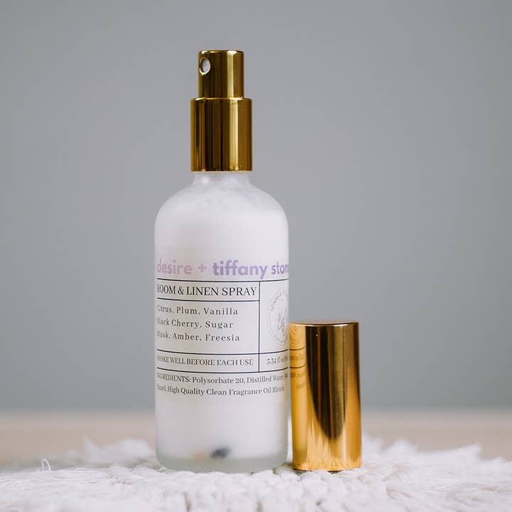 Desire + Tiffany Stone Room & Linen Spray for wholesale by Spark & Stone Co