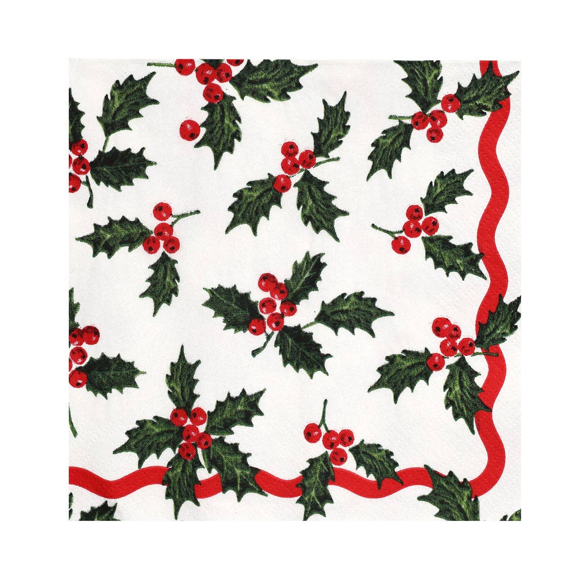 Talking Tables UK – wholesale Disposable napkin – Holly White Christmas Paper Napkins | 20 Pack |2
