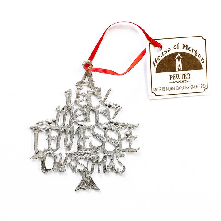House of Morgan Pewter - Wholesale Ornament - Merry Tennessee Christmas Ornament - TN Gifts4