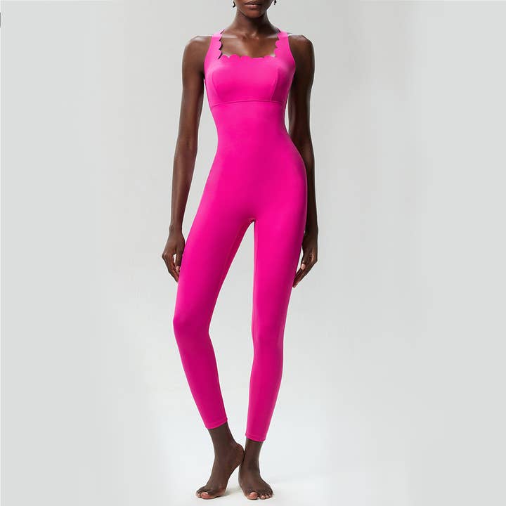 Sodalemon - Wholesale Activewear Set - Women's - Women Wave Shape Fitness Set Yoga Cross Back Jumpsuit8