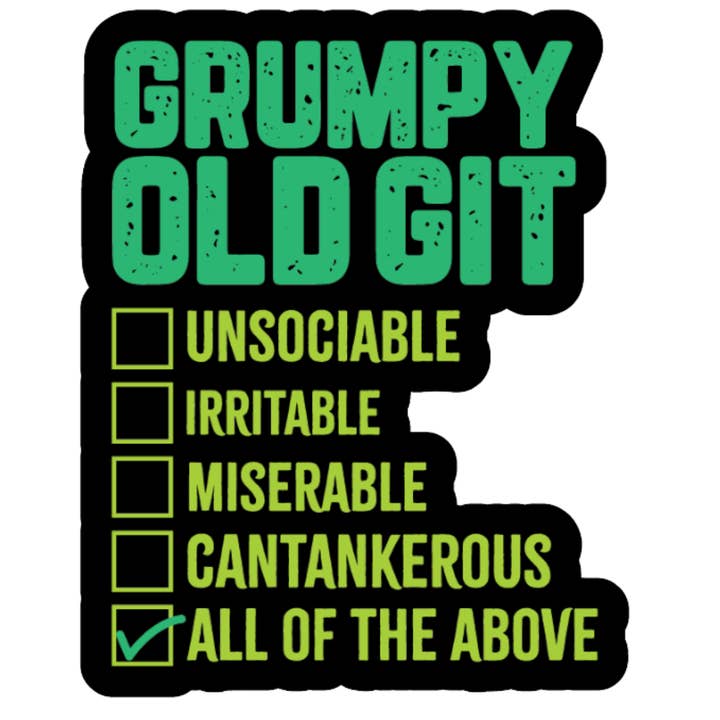 Adesivo vecchio brontolone (nero) per la vendita all'ingrosso da parte di Stick to it creations