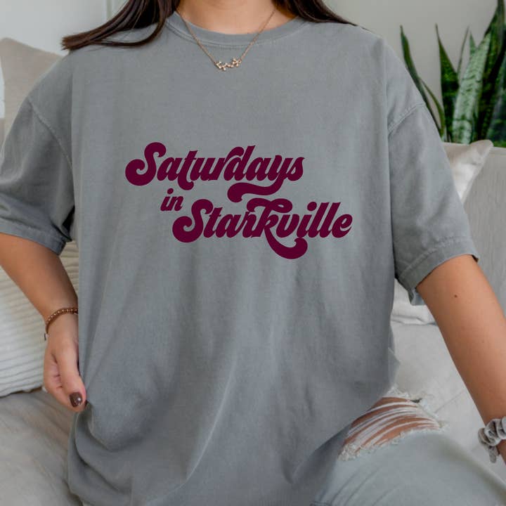 Saturdays In Starkville Comfort Colors Tee Mississippi Tees for wholesale by Gia Gifts Boutique