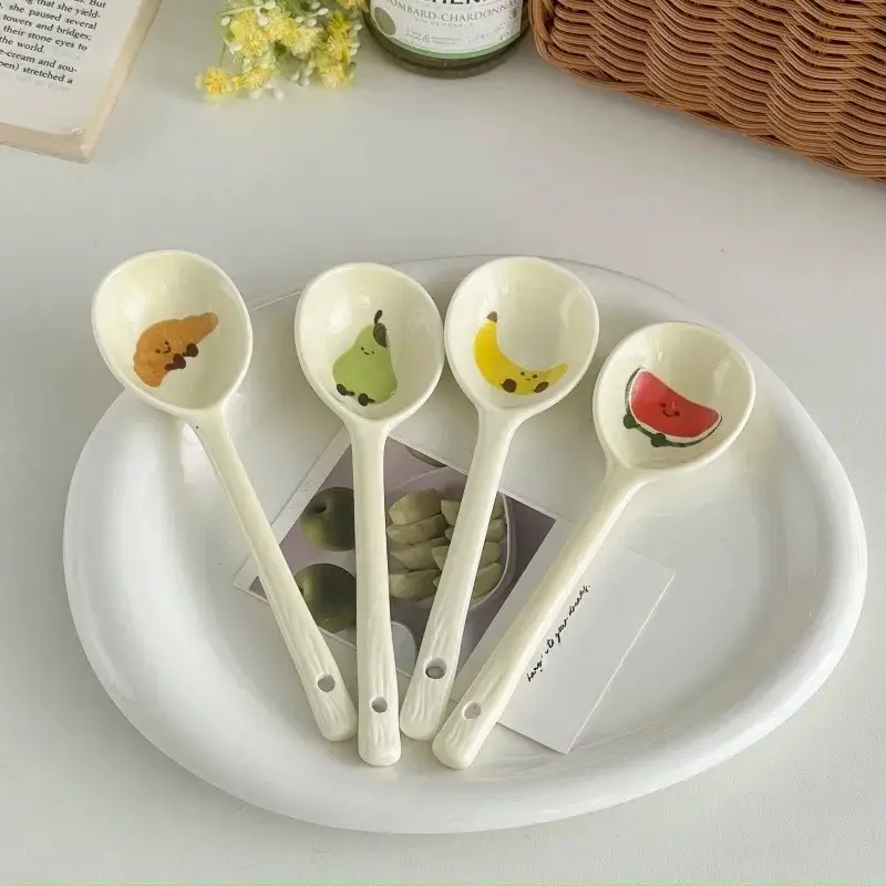 Otterware - Wholesale Kitchen Spoon - Kawaii Hand-Painted Ceramic Fruit & Pastry Spoons10