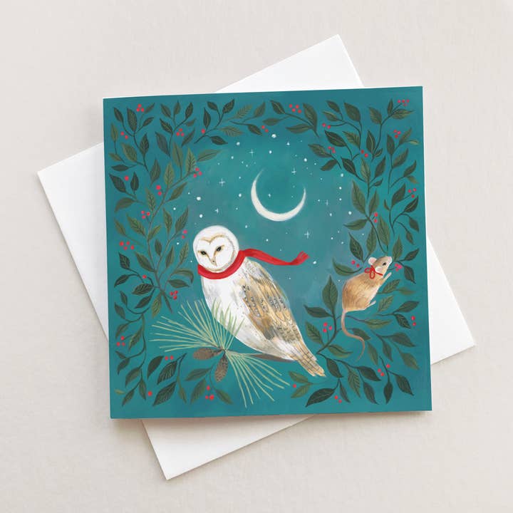 Owl and Mouse Card for wholesale by Emilie Simpson Art & Design