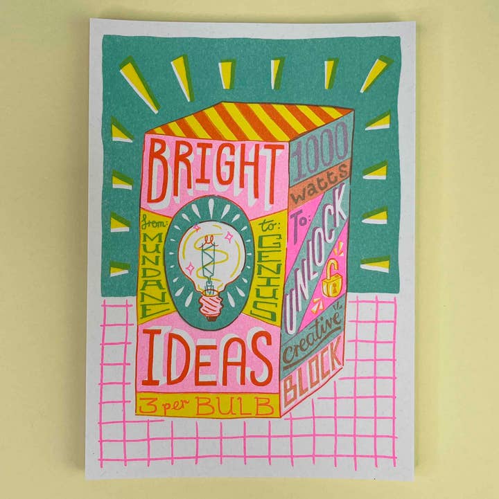 Jacqueline Colley - Wholesale Art Print - A5 Bright Ideas Risograph Print4