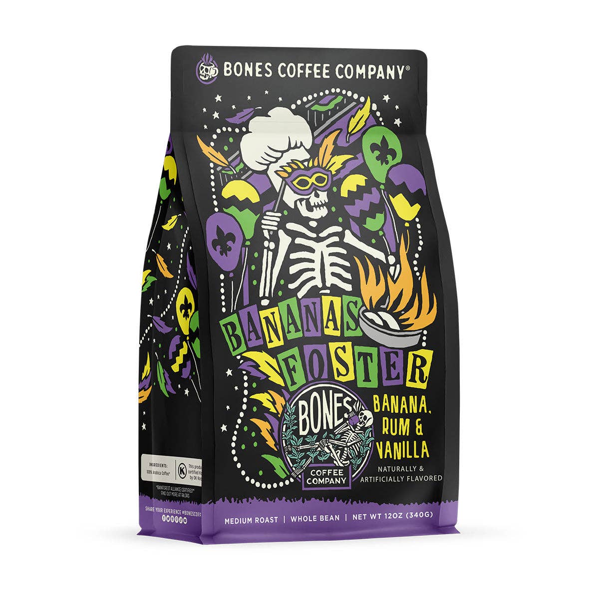 Bones Coffee Company - Wholesale Coffee Beans - Bananas Foster Flavored Coffee | 12oz | Whole Bean & Ground4