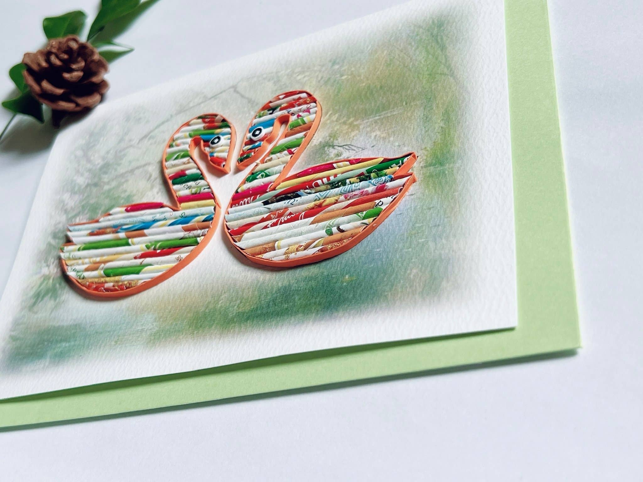 Loving Nature - Vente Carte de vœux classique - Carte cygne en papier roulé faite à la main à partir9