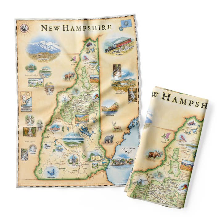 New Hampshire State Map Kitchen Towel for wholesale by XPLORER MAPS
