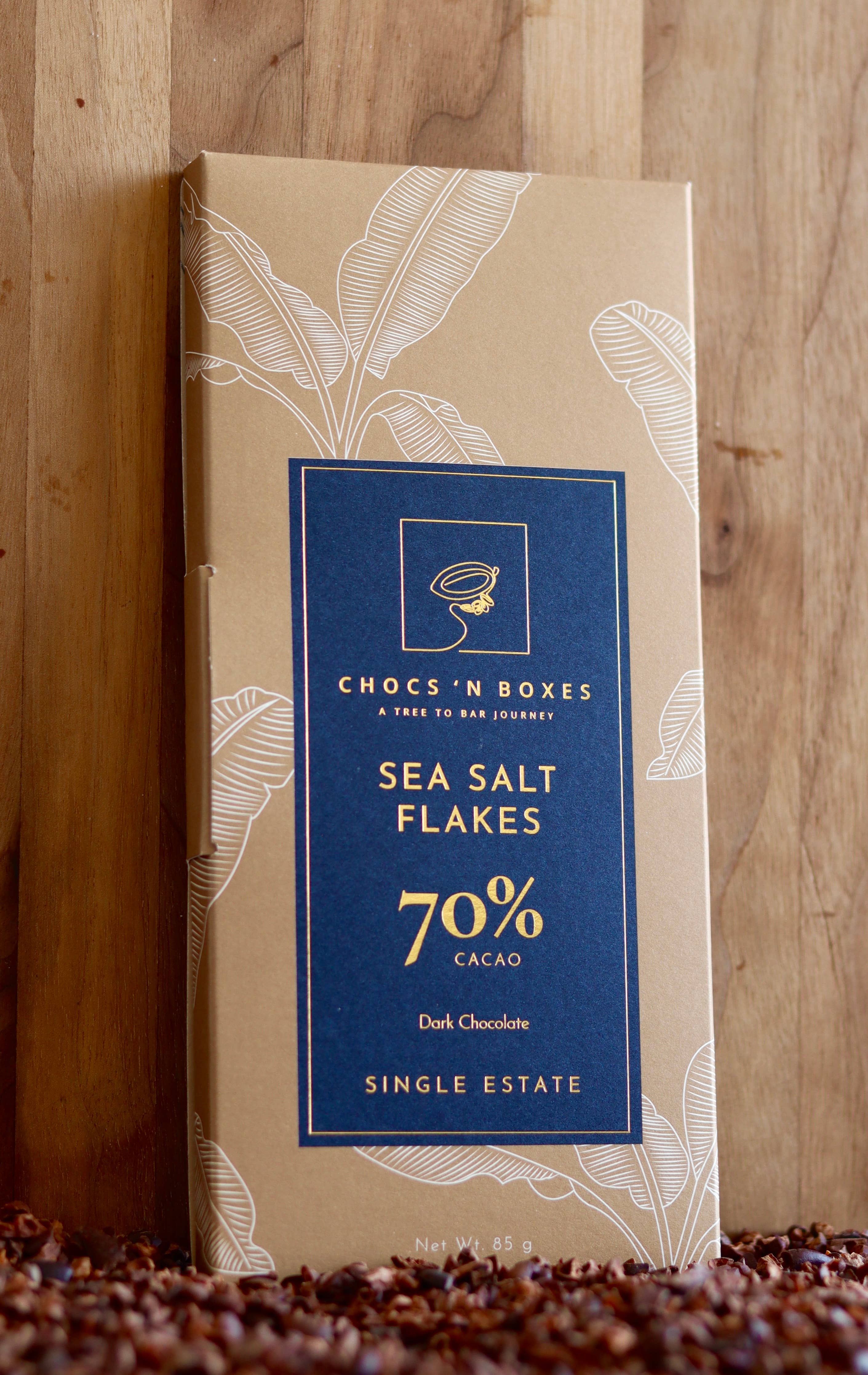 Chocs ‘N Boxes - Wholesale Chocolate Bar - 70% Dark Chocolate with Sea Salt Flakes0