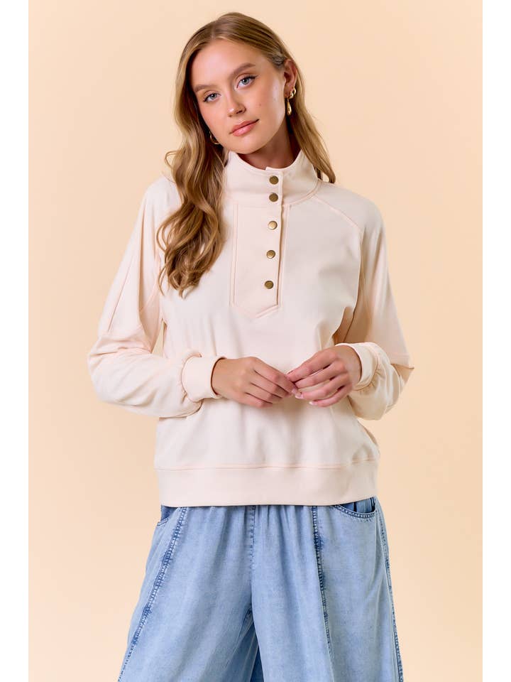 Doe and Rae - Wholesale Sweatshirt - Women's - Buttery Soft Brushed Knit Mock Neck Sweatshirt - 44637T