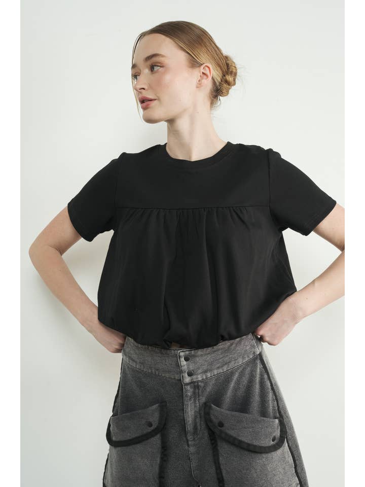 Aaron & Amber - Wholesale T-Shirt - Women's - MAT3226 BUBBLE HEM SHORT SLEEVE T-SHIRTS11