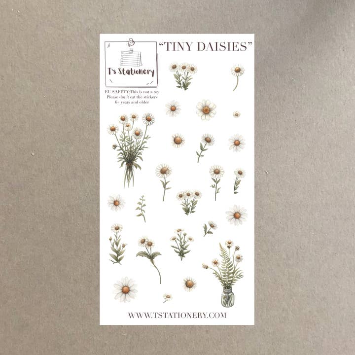 Hoja de Pegatinas "Pequeñas Margaritas" para venta al por mayor de T's Stationery