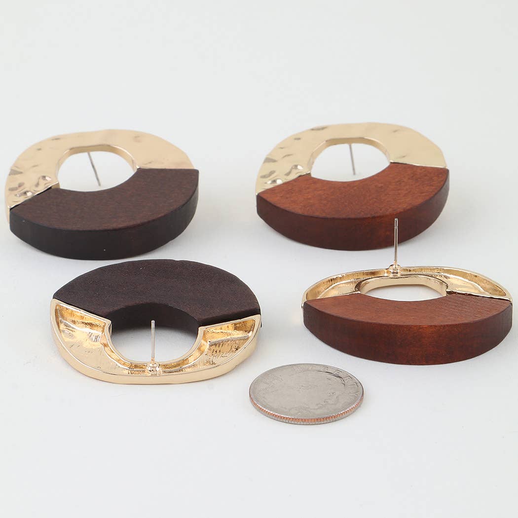 3AM BY H&D ACCESSORIES - Wholesale Dangle Earrings - Two Toned Modern Loop Earrings3