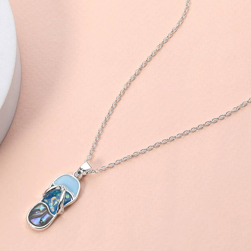 Sensibling Corp. – wholesale Pendant/charm necklace – Abalone Sea Glass Flip Flop Pendant Necklace
0