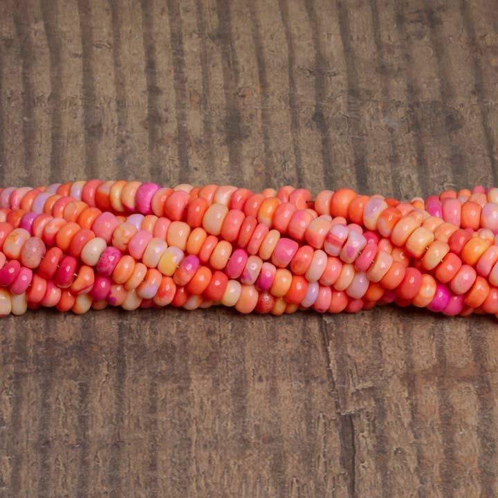 6.5mm Multi Orange Opal Plain Rondelles 16 inch 105 beads for wholesale by The Bead Traders