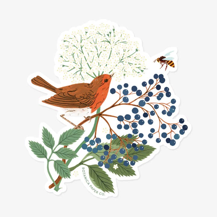 ROBIN | CLEAR VINYL STICKER for wholesale by Botanica Paper Co.