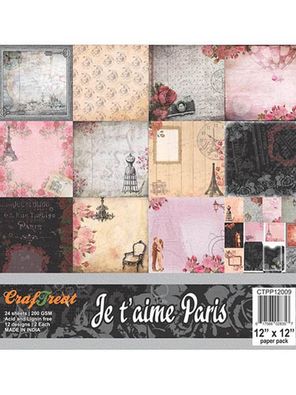 Confezione di carta Je t'aime 30,5 x 30,5 cm per la vendita all'ingrosso da parte di CrafTreat