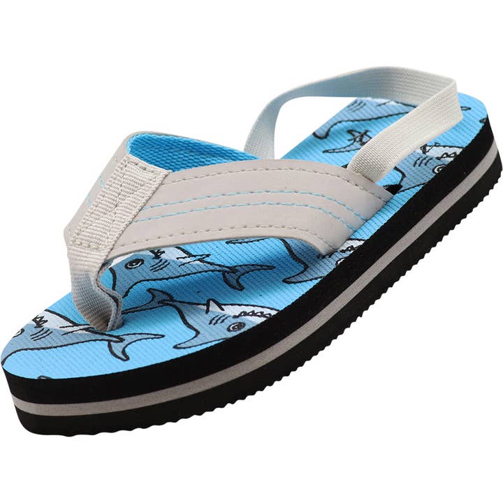 Norty Toddler Boys Flip Flops Elastic Slingback Sandal Shark for wholesale by Eastern Off Price