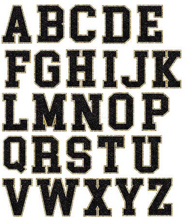 Trendy Transfers - Wholesale Sticker - Black Chenille Glitter Letters Sticker Sheet2