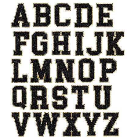 Trendy Transfers - Wholesale Sticker - Black Chenille Glitter Letters Sticker Sheet2