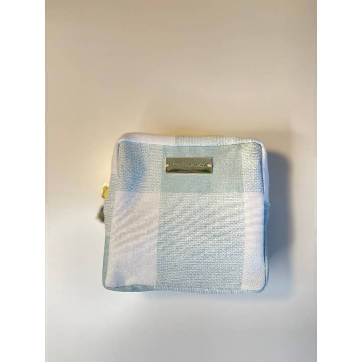 Marin Small Cosmetic Bag - Blue Sky's Gingham for wholesale by Bunny Bradley Designs