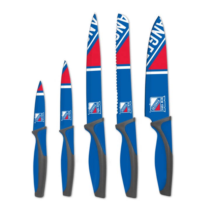 NHL New York Rangers 5pc Kitchen Knife Set for wholesale by Inglasco Inc.