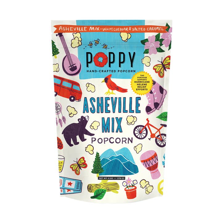 Poppy Hand-Crafted Popcorn - Wholesale Popcorn - Asheville Mix Artist Bag Popcorn0