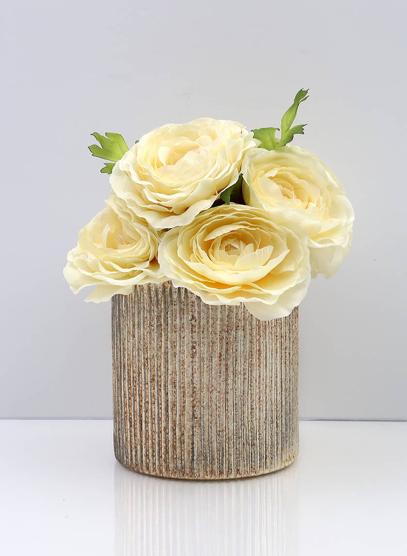 Jamali Garden - Vente Vases - Cylindre en verre nervuré rouillé et argenté de 5 ¼ po1