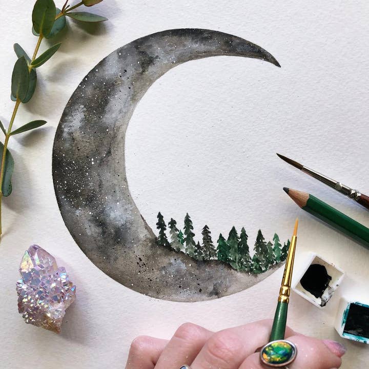 Nature on the Moon - Trees Print (8" x 10") for wholesale by Jess Weymouth