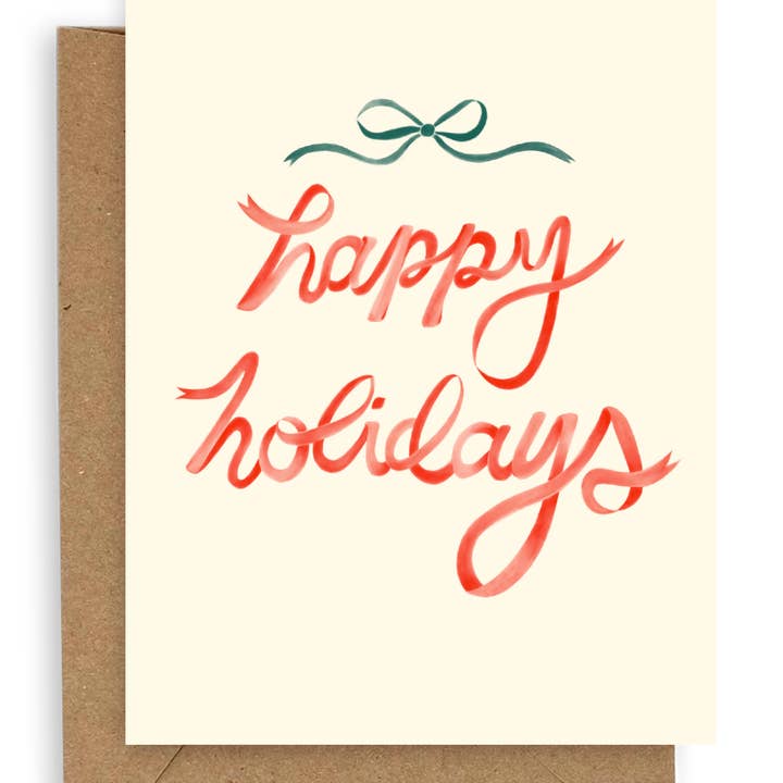 Frohe Festtags-Karte mit rotem Band für den Großhandel von Adelfi