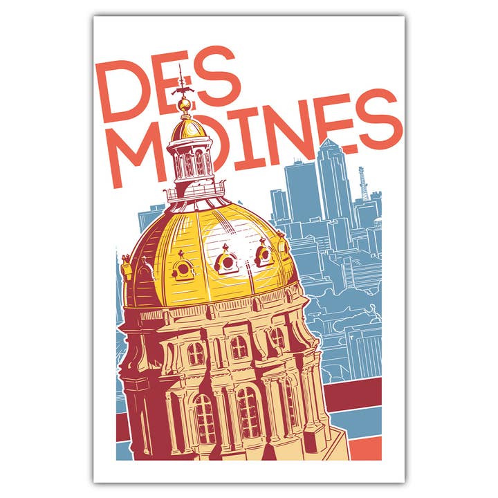 Cartolina Des Moines Capitol per la vendita all'ingrosso da parte di Bozz Prints
