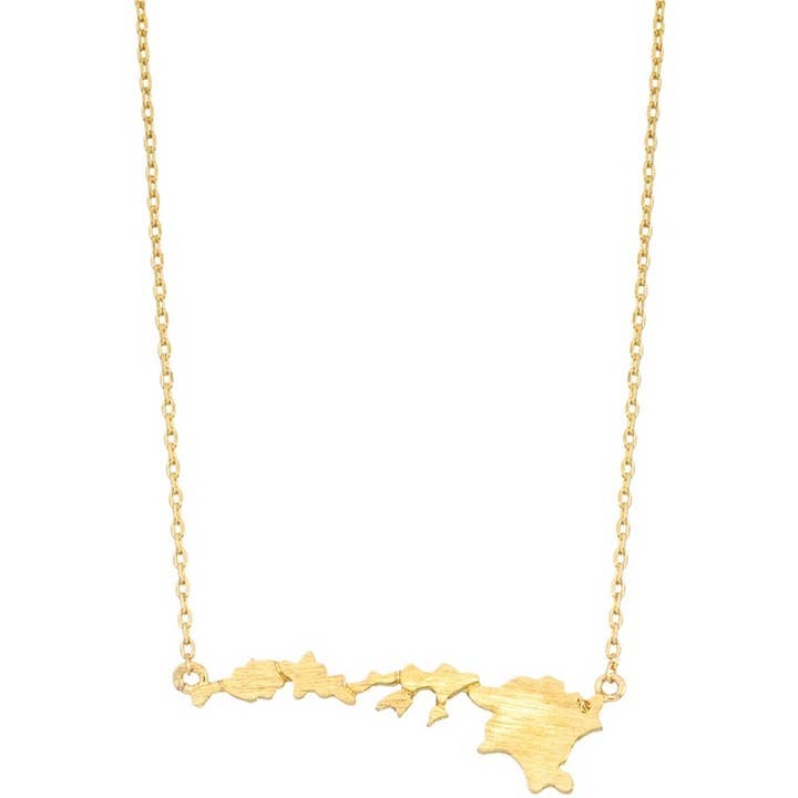 GOLD HAWAII STATE PENDANT NECKLACE for wholesale on Faire