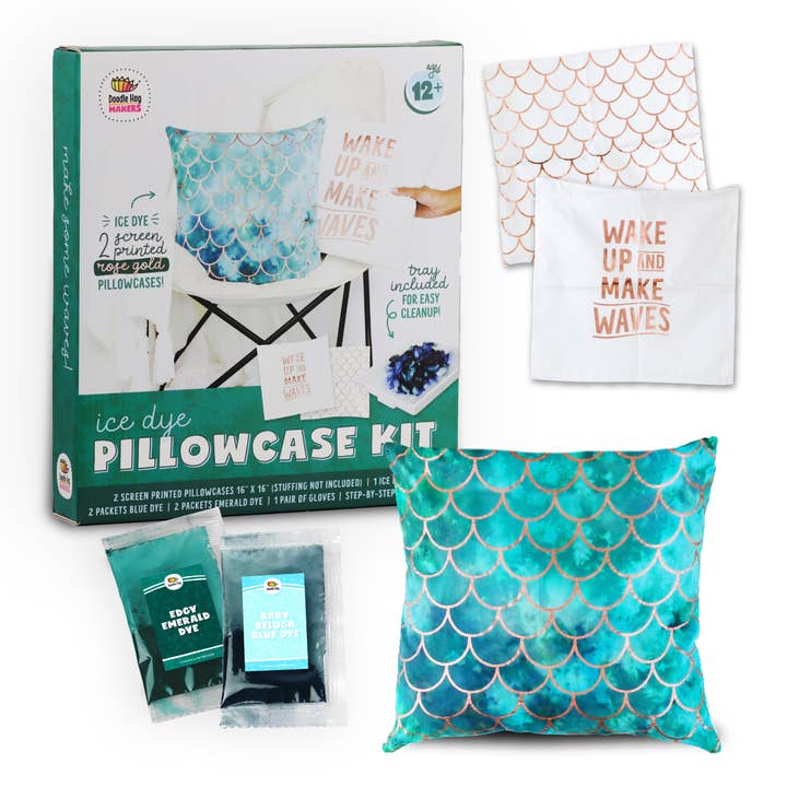 Tie Dye Pillow Kit (Wake Up and Make Waves) for wholesale by Doodle Hog