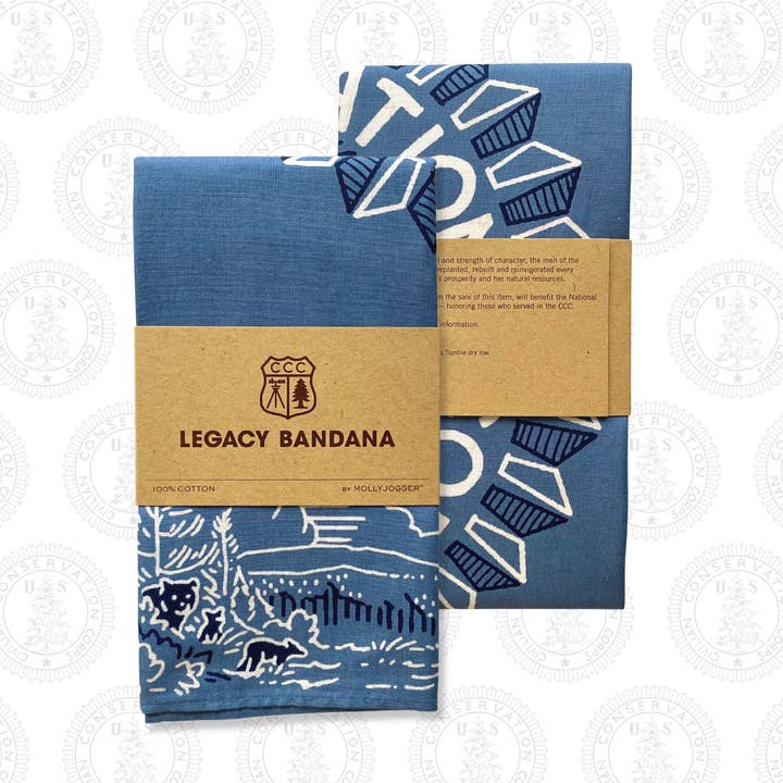 CCC Camp Exchange - Wholesale Bandana - Unisex - CCC Legacy Bandana Blue Civilian Conservation Corps5