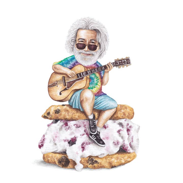 Celebs on Sandwiches - Wholesale Art Print - Jerry Garcia - Watercolor Print