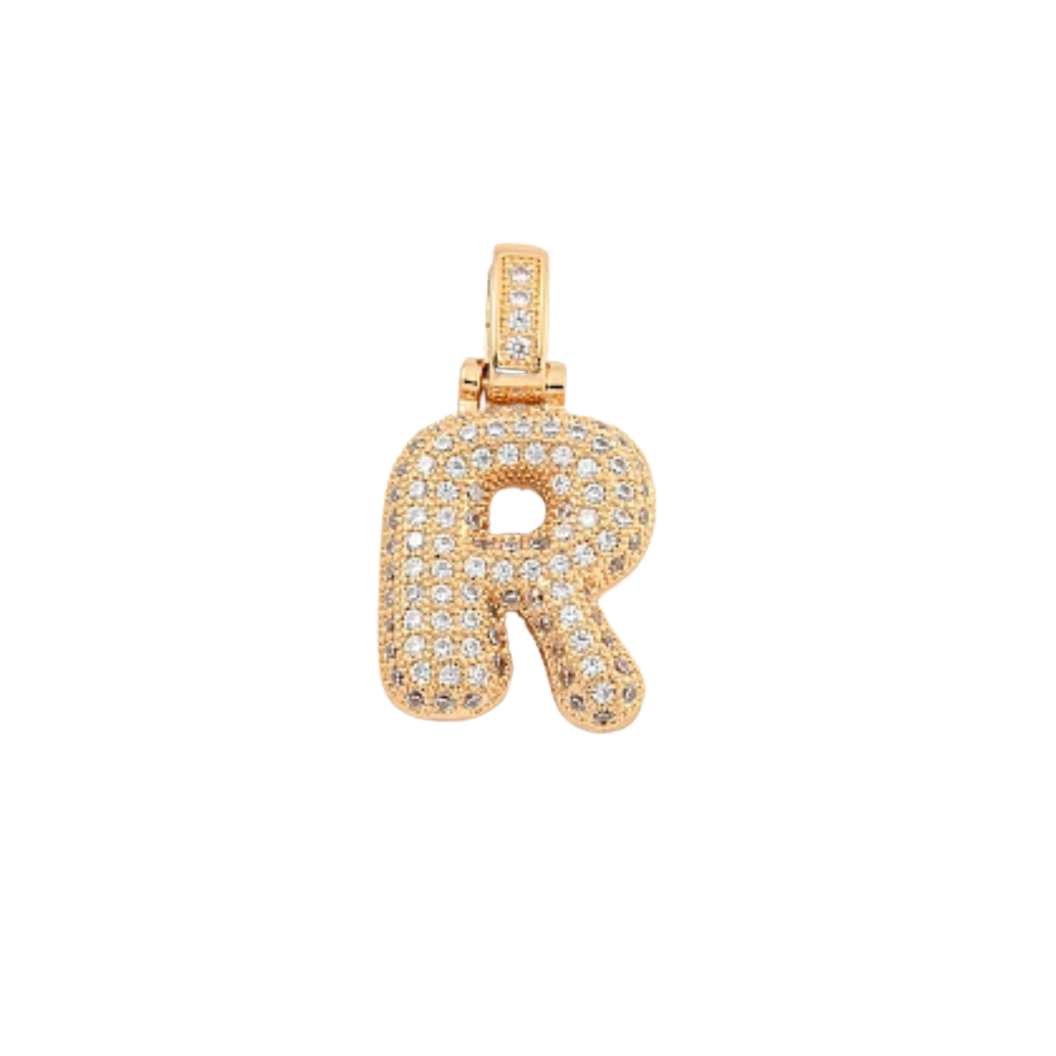 The Charm Bar Company - Wholesale Individual Charm/Pendant - Light Gold Rhinestone Bubble Initial Letter | Alphabet Charm17