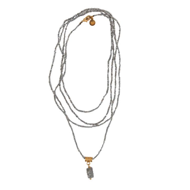 Aramis Laagjesketting in Mystieke Labradoriet voor wholesale door Catherine Page Jewelry