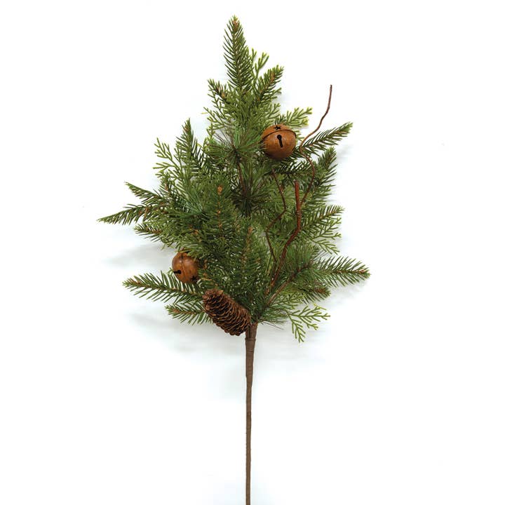 Rustic Cedar & Pine Bell Spray, 29" for wholesale by Saybrook Lane