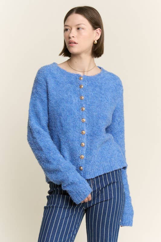 JADE BY JANE - Venta al por mayor Cárdigan - Mujer - CÁRDIGAN DE PUNTO LISO TALLA GRANDE CON BOTONES Y CUELLO REDONDO2