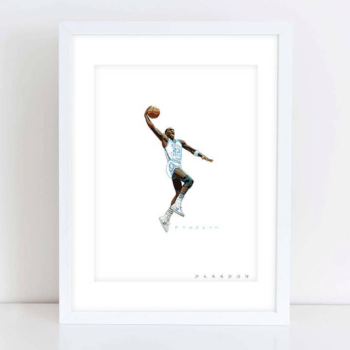 North Carolina Tarheels "Vintage Michael Air Jordan" | Arkivkvalitet UNC Väggkonsttryck för wholesale av Brandon Art Co