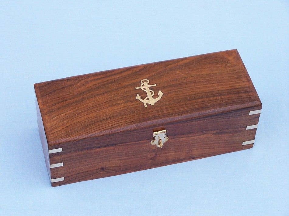 Hampton Nautical – Engroshandel Teleskop/mikroskop - Børn – Antikt kobberlæderspyglasteleskop med palisanderæske1