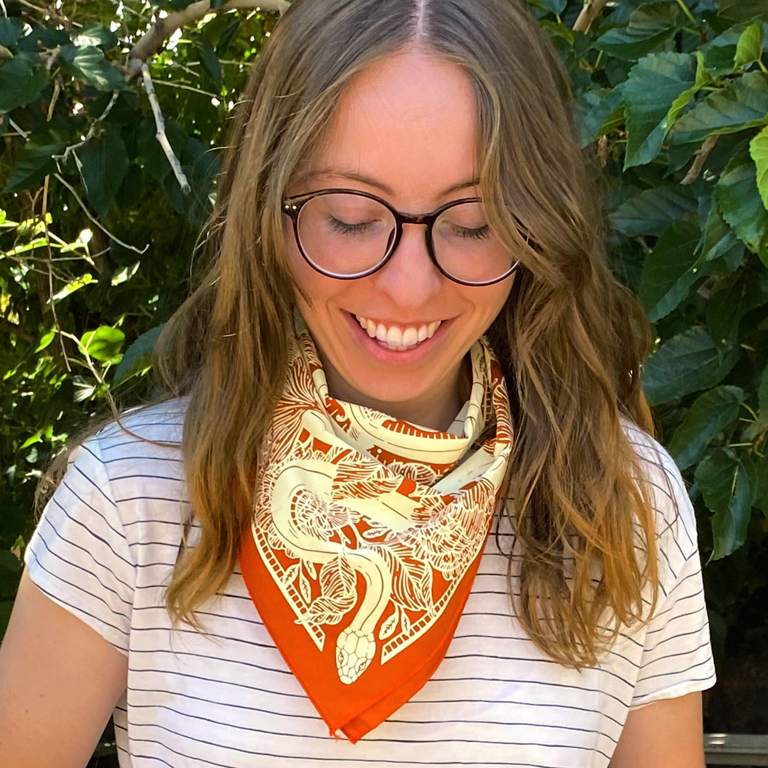 Kate O'Hara - Wholesale Bandana - Women's - Marigold Floral Snake Bandana5