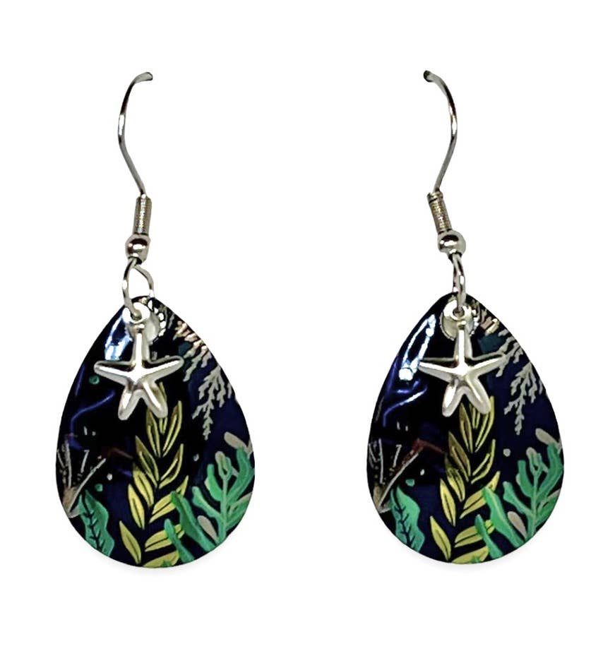 Eye Catching Jewelry - Wholesale Dangle Earrings - Coral Reef Starfish Earrings Beach Jewelry Handmade USA0