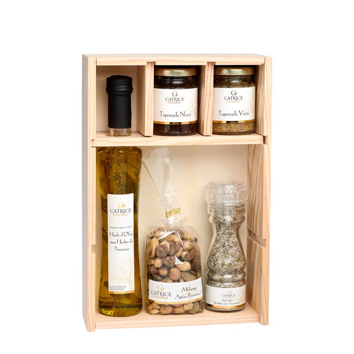 Gourmet gift box - Wooden Box Flavors of Provence for wholesale by CATRICE GOURMET