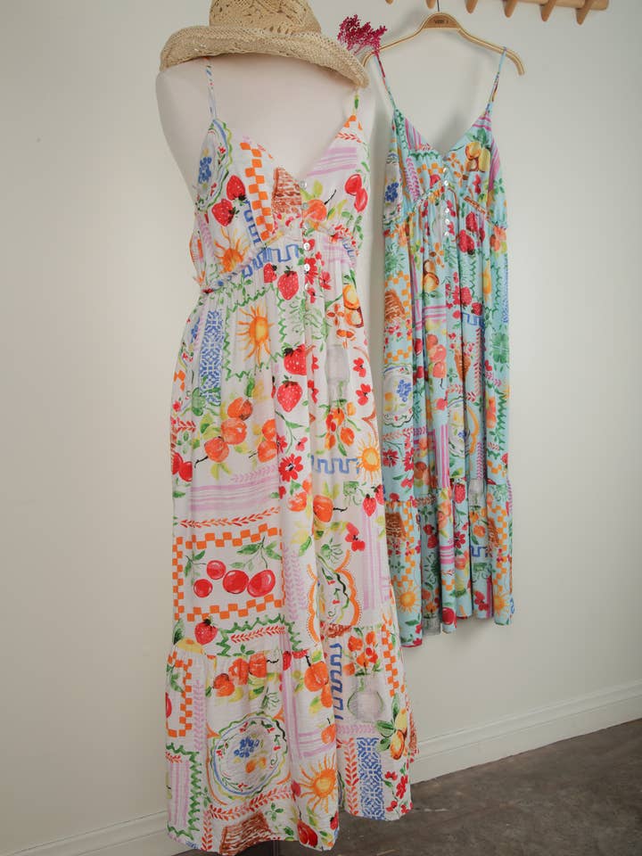 VERY J - Wholesale Dress - Women's - ND31776-Printed Button Down Midi Dress12