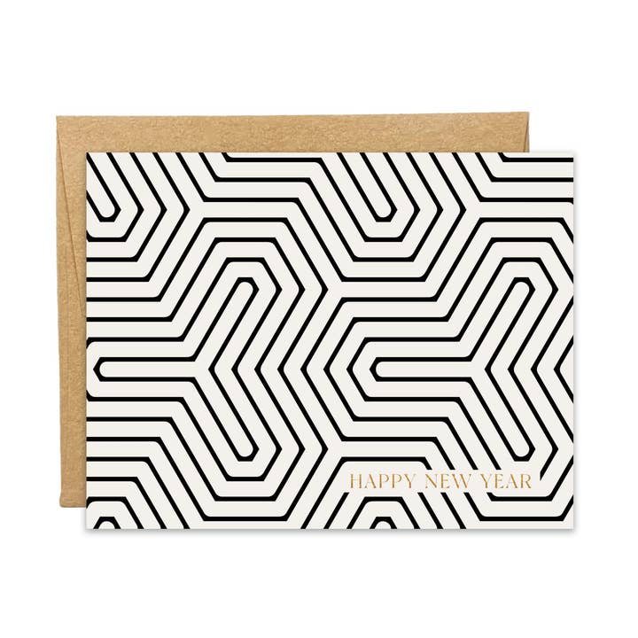 Cartão Geométrico Feliz Ano Novo por atacado de Blú Rose