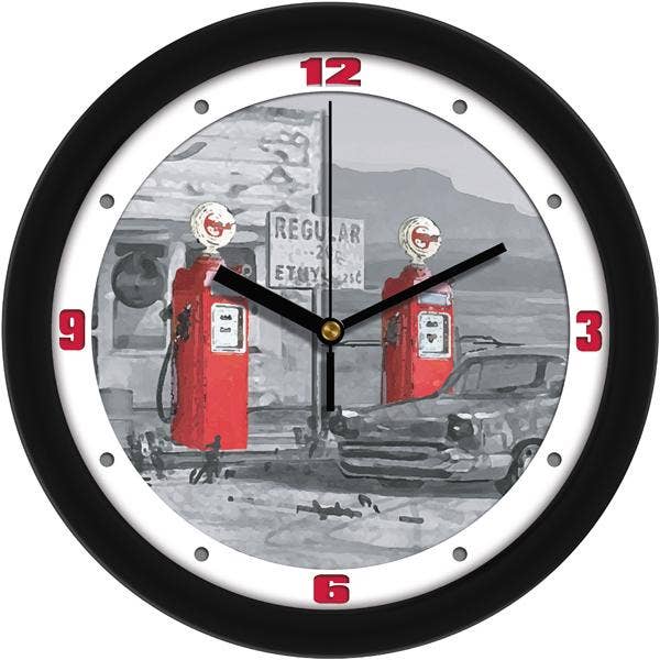 Roadside America Gas Station Retro Wall Clock for wholesale by Sun Time