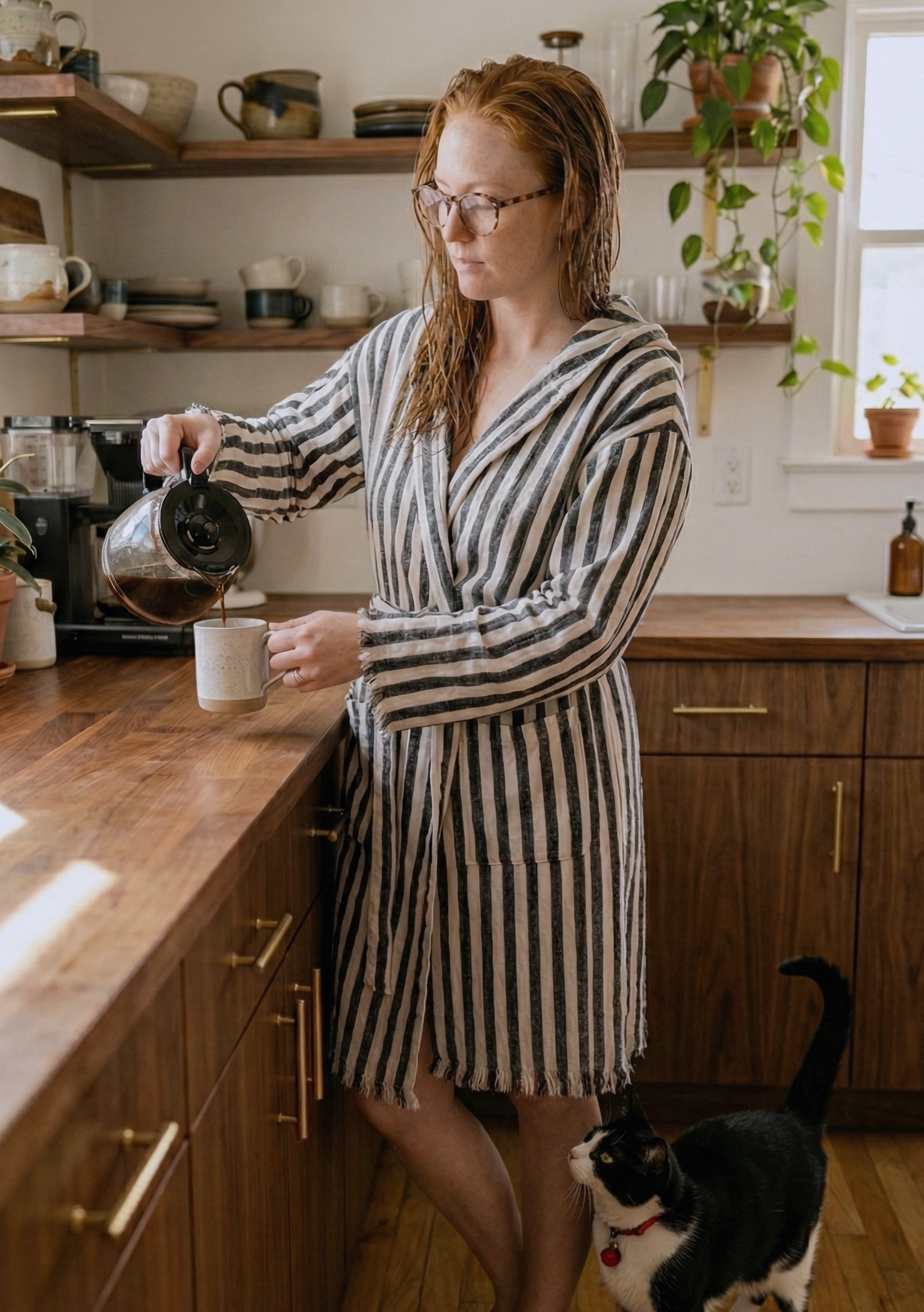 Buld&Co. - Vendita all'ingrosso Vestaglia - Donna - Accappatoio a righe Datca, abbigliamento da spiaggia, caftano turco0