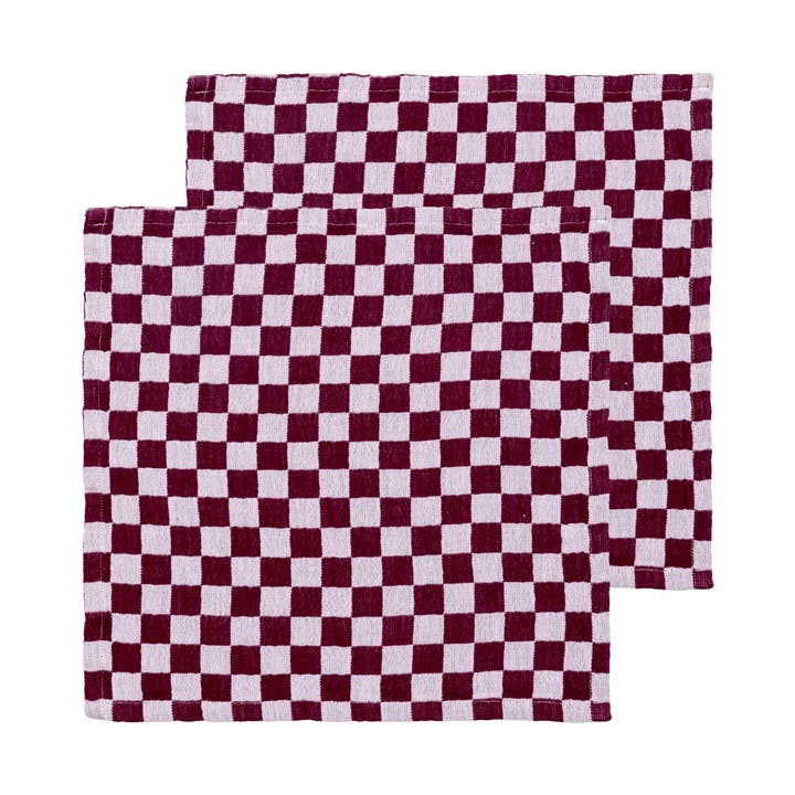 Baumwollservietten 2er-Pack: Burgunder-Karo für den Großhandel von Sophie Home Ltd